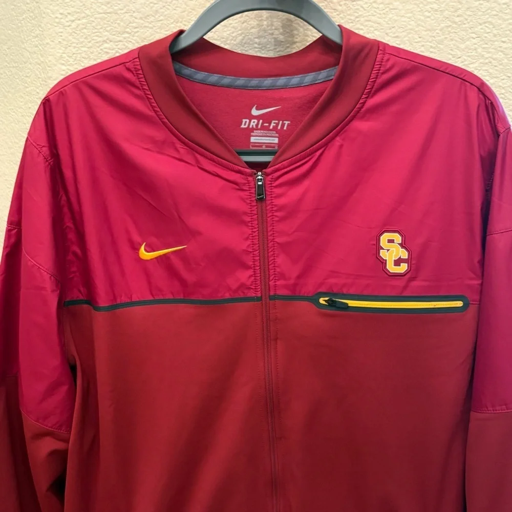 NIKE Men Red USC Trojans Dri-Fit Zipped Jacket Size Large